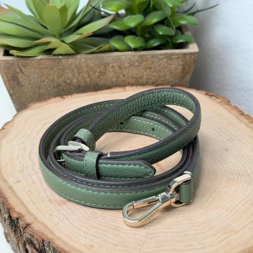 Kate Spade Crossbody Strap Women Green Leather Adjustable Replacement Gold OS